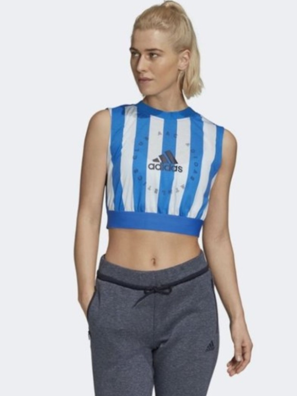 adidas FL1847 Super Cropped Graphic Striped Tank